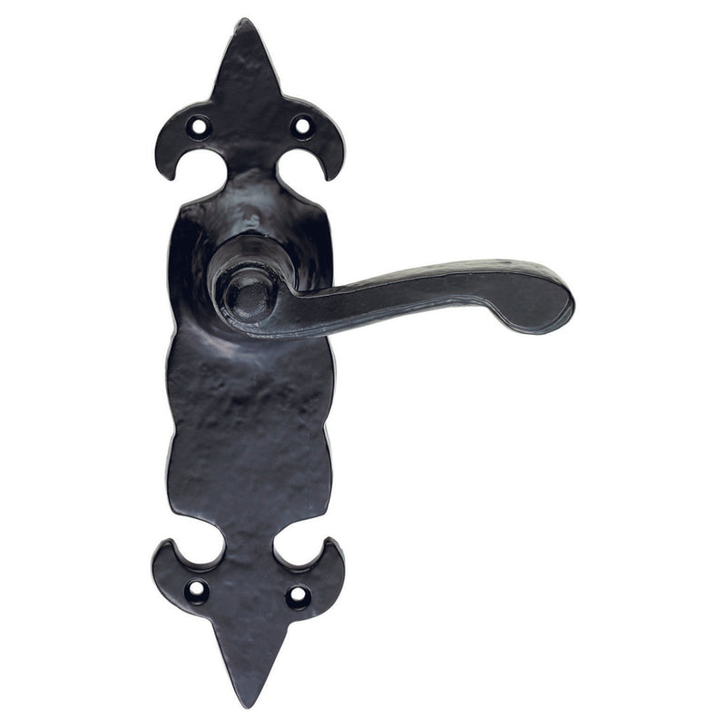 Carlisle Brass - Fleur de lys' Lever on Latch Backplate - Black Antique - LF5505 - Choice Handles