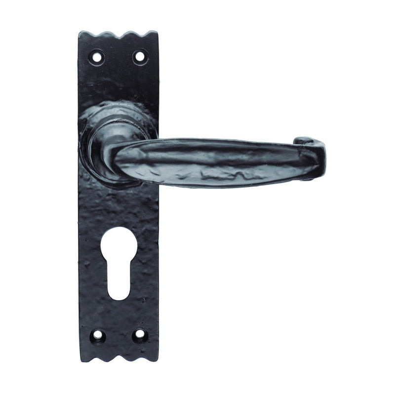 Carlisle Brass - Slimline V Lever on Euro Lock Backplate  - Black Antique - LF5507Y - Choice Handles