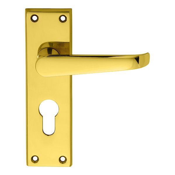 Carlisle Brass - Contract Victorian Lever on Euro Lock Backplate - Polished Brass - CBV30Y - Choice Handles