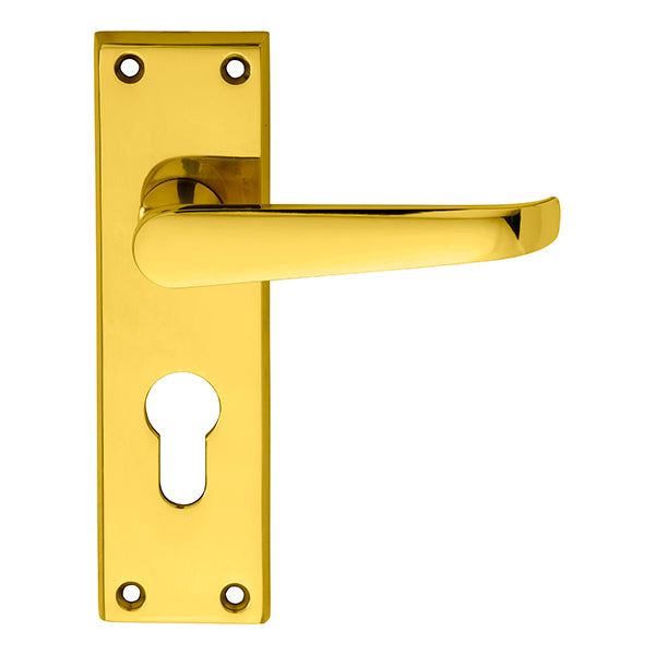 Carlisle Brass - Victorian Lever on Euro Lock Backplate - Polished Brass - M30Y - Choice Handles