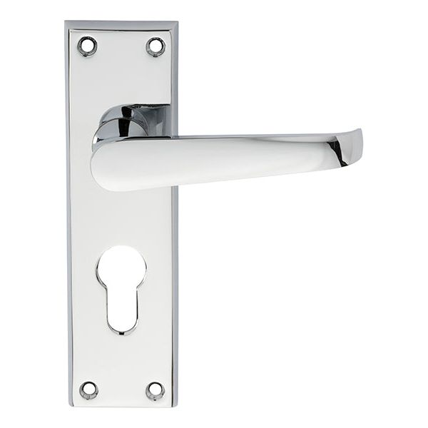 Carlisle Brass - Victorian Lever on Euro Lock Backplate - Polished Chrome - M30YCP - Choice Handles