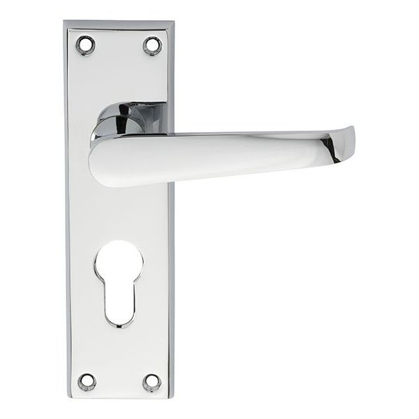 Carlisle Brass - Contract Victorian Lever on Euro Lock Backplate - Polished Chrome - CBV30YCP - Choice Handles