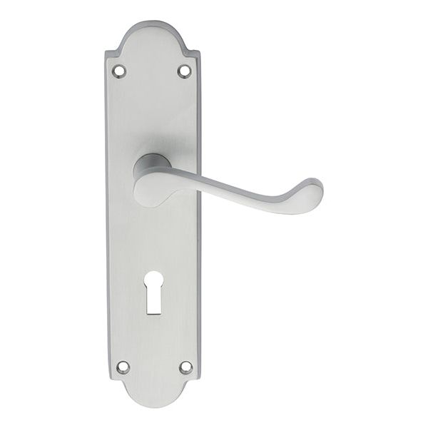 Carlisle Brass - Victorian Scroll Lever on Shaped Lock Backplate - Satin Chrome - M68SC - Choice Handles