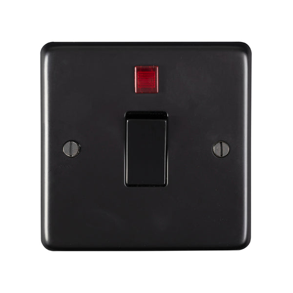 Eurolite Stainless steel 20Amp Switch With Neon Indicator - Matt Black - MB20ASWNB - Choice Handles