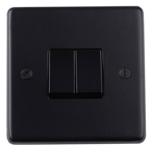 Eurolite Stainless steel 2 Gang Switch - Matt Black - MB2SWB - Choice Handles