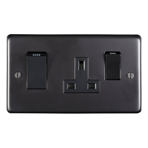 Eurolite Stainless steel 45Amp Switch With A Socket - Matt Black - MB45ASWASB - Choice Handles