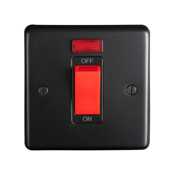 Eurolite Stainless steel 45Amp Switch With Neon Indicator - Matt Black - MB45ASWNSB - Choice Handles