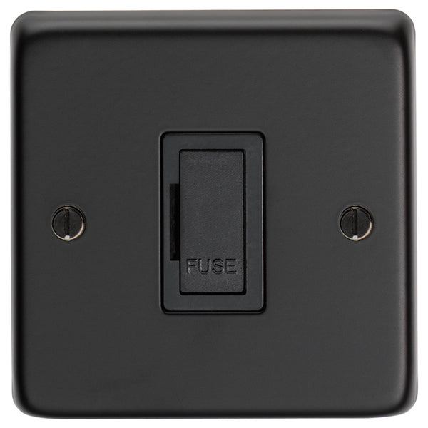 Eurolite Stainless steel Unswitched Fuse Spur - Matt Black - MBUSWFB - Choice Handles