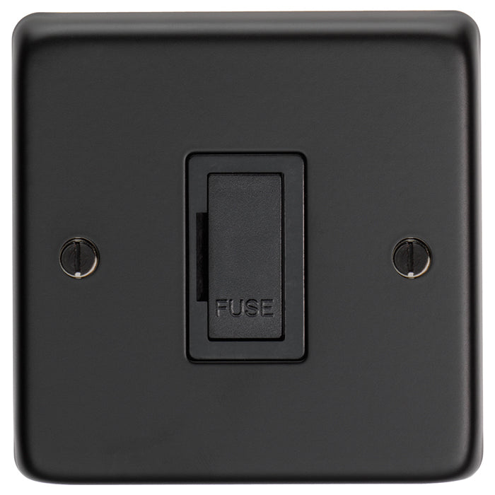 Eurolite Stainless steel Unswitched Fuse Spur - Matt Black - MBUSWFB - Choice Handles