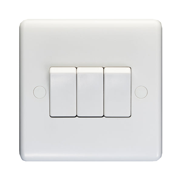 Eurolite Enhance White Plastic 3 Gang Switch - White - PL3032 - Choice Handles