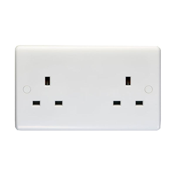 Eurolite Enhance White Plastic 2 Gang Unswitched Socket - White - PL4040 - Choice Handles