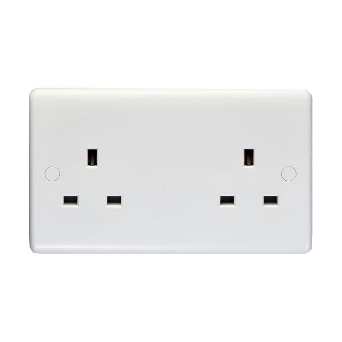 Eurolite Enhance White Plastic 2 Gang Unswitched Socket - White - PL4040 - Choice Handles