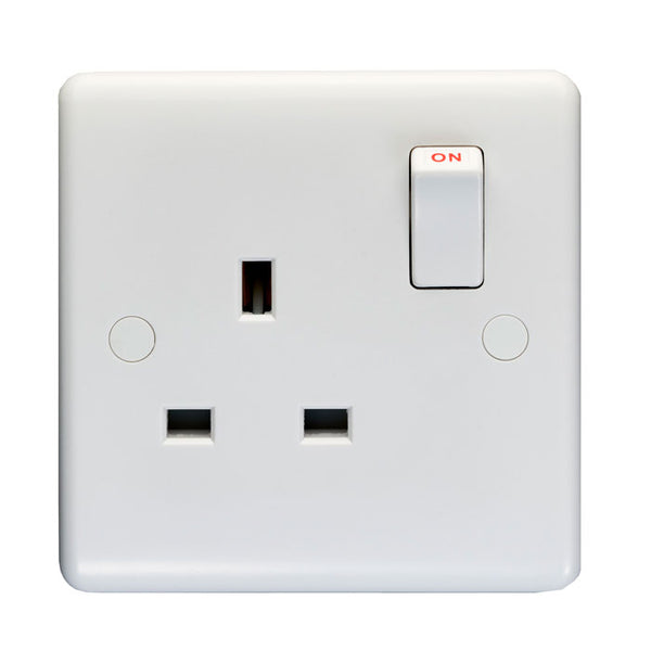 Eurolite Enhance White Plastic 1 Gang Switched Socket Single Pole - White - PL4050 - Choice Handles