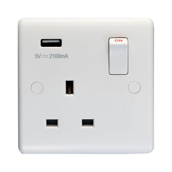 Eurolite Enhance White Plastic 1 Gang Usb Socket - White - PL4610 - Choice Handles