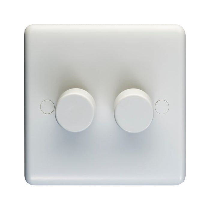 Eurolite Enhance White Plastic 2 Gang Dimmer - White - PL3504/42LED - Choice Handles