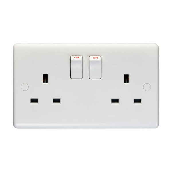 Eurolite Enhance White Plastic 2 Gang Switched Socket Single Pole - White - PL4060 - Choice Handles