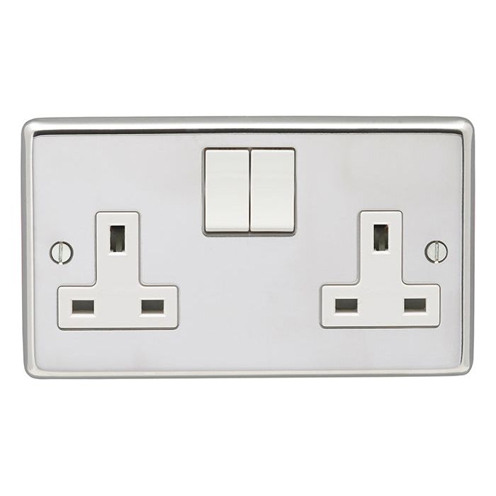 Eurolite Stainless steel 2 Gang Socket - Polished Stainless Steel - PSS2SOW - Choice Handles