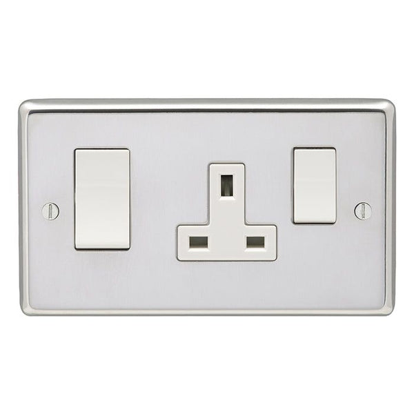 Eurolite Stainless steel 45Amp Switch With A Socket - Polished Stainless Steel - PSS45ASWASW - Choice Handles