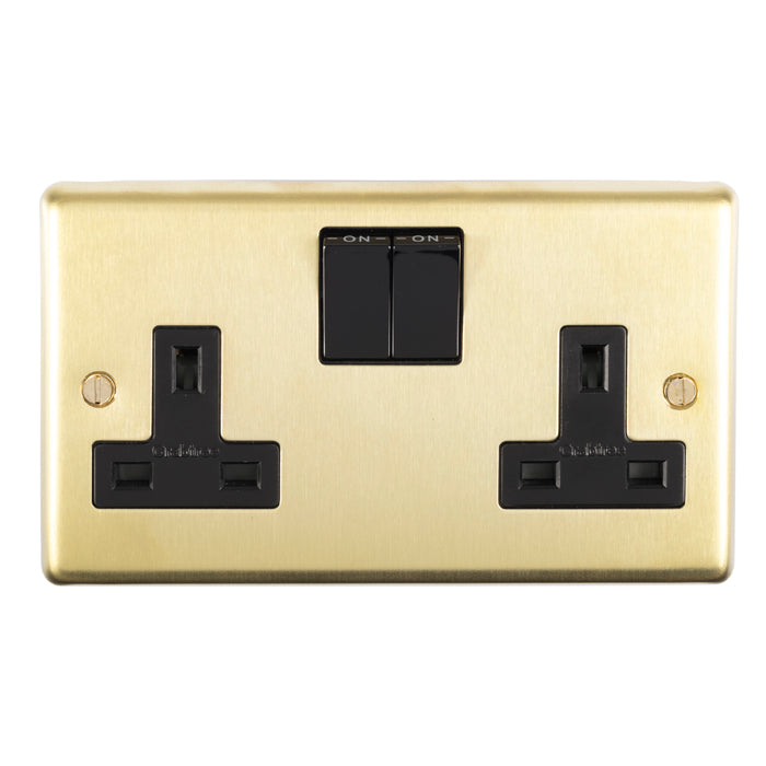 Eurolite Stainless steel 2 Gang Socket - Satin Brass - SB2SOB - Choice Handles