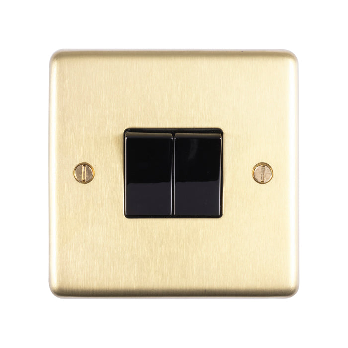 Eurolite Stainless steel 2 Gang Switch - Satin Brass - SB2SWB - Choice Handles