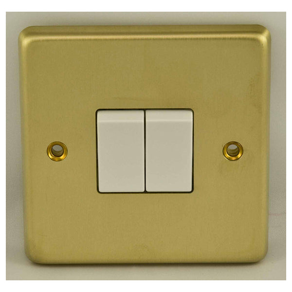 Eurolite Stainless steel 2 Gang Switch - Satin Brass - SB2SWW - Choice Handles