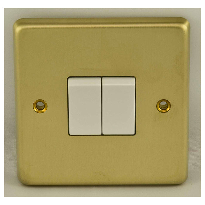 Eurolite Stainless steel 2 Gang Switch - Satin Brass - SB2SWW - Choice Handles