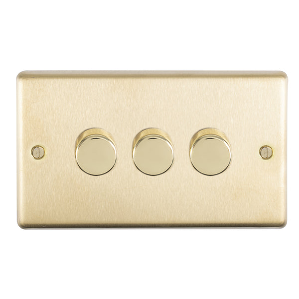 Eurolite Stainless steel 3 Gang Dimmer - Satin Brass - SB3D400 - Choice Handles