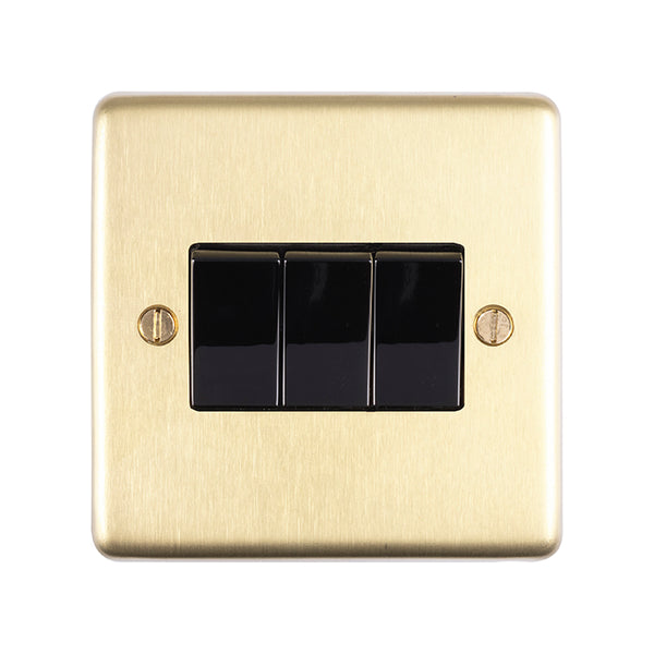 Eurolite Stainless steel 3 Gang Switch - Satin Brass - SB3SWB - Choice Handles