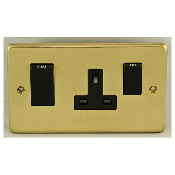 Eurolite Stainless steel 45Amp Switch With A Socket - Satin Brass - SB45ASWASB - Choice Handles