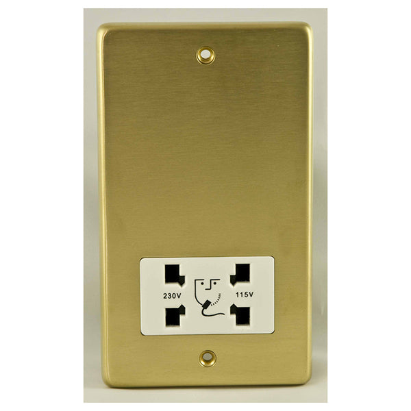 Eurolite Stainless steel Shaver Socket - Satin Brass - SBSHSW - Choice Handles