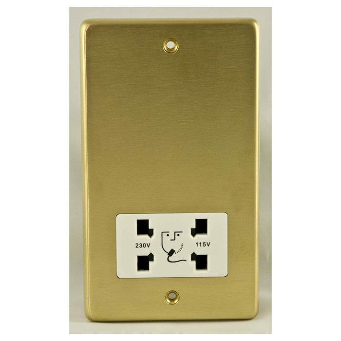 Eurolite Stainless steel Shaver Socket - Satin Brass - SBSHSW - Choice Handles