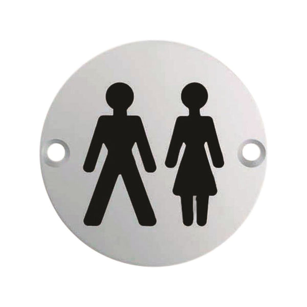 Eurospec - Signage Unisex Symbol 75mm - Satin Stainless Steel - SEX1018SSS - Choice Handles