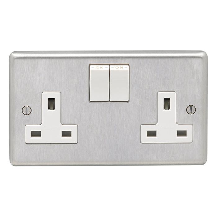 Eurolite Stainless steel 2 Gang Socket - Satin Stainless Steel - SSS2SOW - Choice Handles