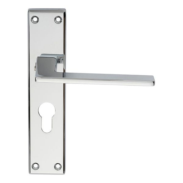 Serozzetta - Serozzetta Zone Lever on Euro Lock Backplate - Polished Chrome - SZM034YCP - Choice Handles