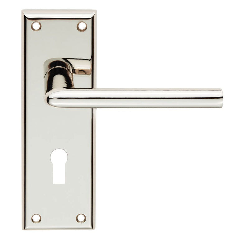 Serozzetta - Serozzetta Dieci Lever on Lock Backplate - Polished Nickel - SZR011PN - Choice Handles