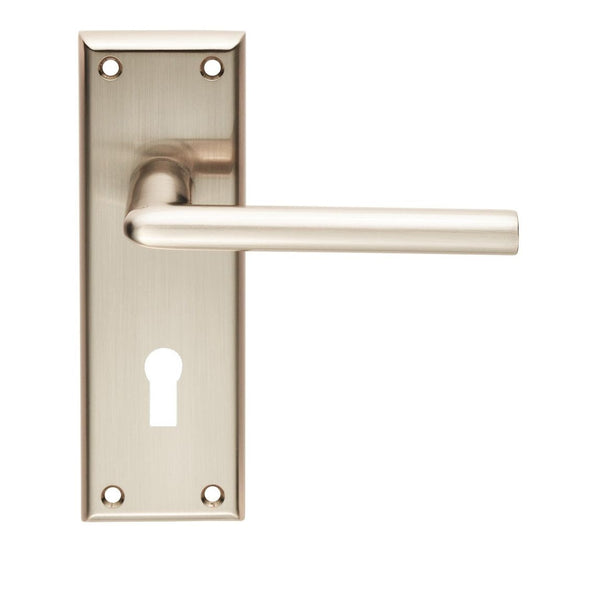 Serozzetta - Serozzetta Dieci Lever on Lock Backplate - Satin Nickel - SZR011SN - Choice Handles