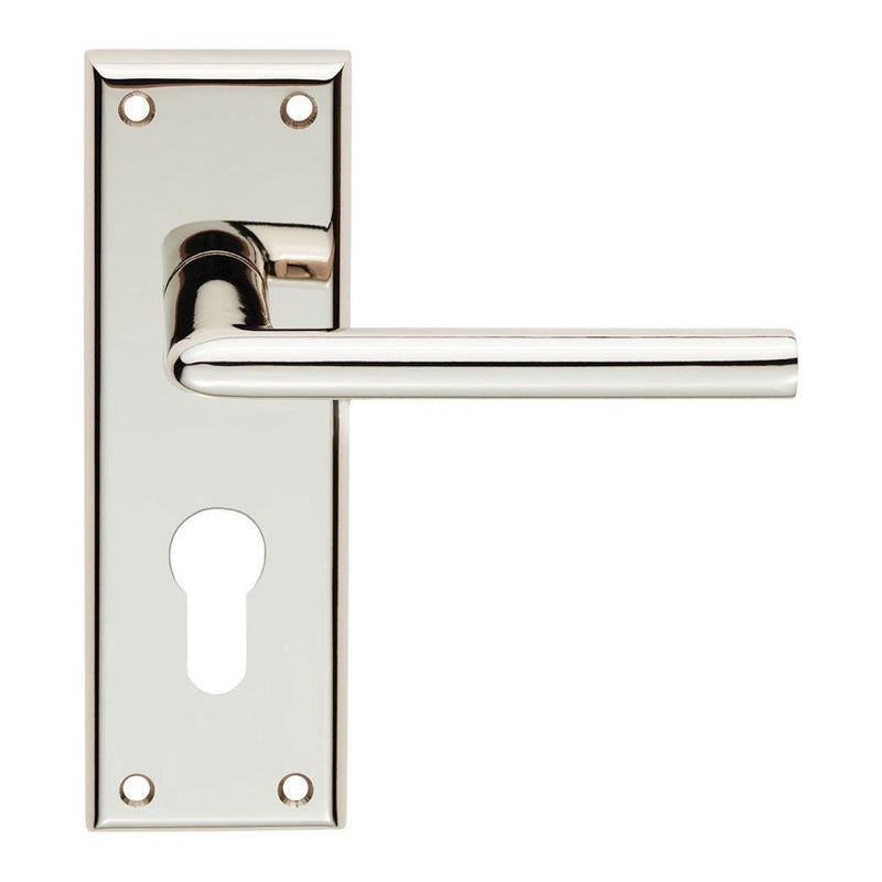 Serozzetta - SEROZZETTA dieci lever on face-fix backplate - euro 47.5mm - Polished Nickel - SZR011YPN