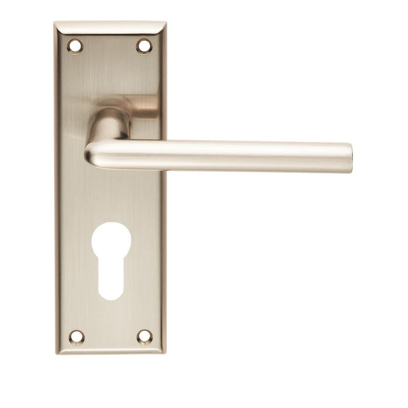 Serozzetta - Serozzetta Dieci Lever on Euro Lock Backplate - Satin Nickel - SZR011YSN - Choice Handles