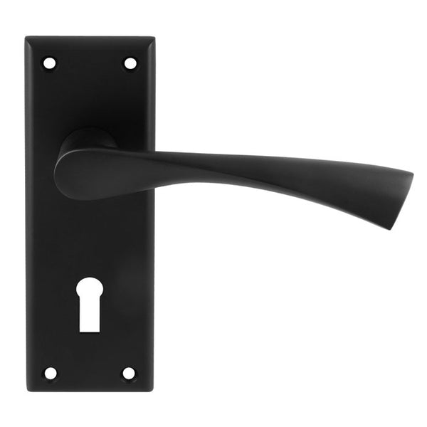 Serozzetta - Serozzetta Venti Lever on  Lock Backplate - Matt Black - SZR021MB - Choice Handles