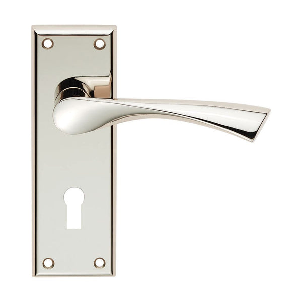 Serozzetta - SEROZZETTA venti lever on face-fix backplate - lock 57mm - Polished Nickel - SZR021PN