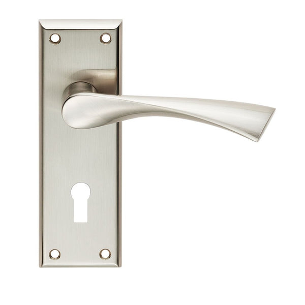 Serozzetta - Serozzetta Venti Lever on  Lock Backplate - Satin Nickel - SZR021SN - Choice Handles