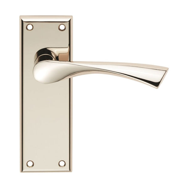 Serozzetta - SEROZZETTA venti lever on face-fix backplate - latch - Polished Nickel - SZR022PN