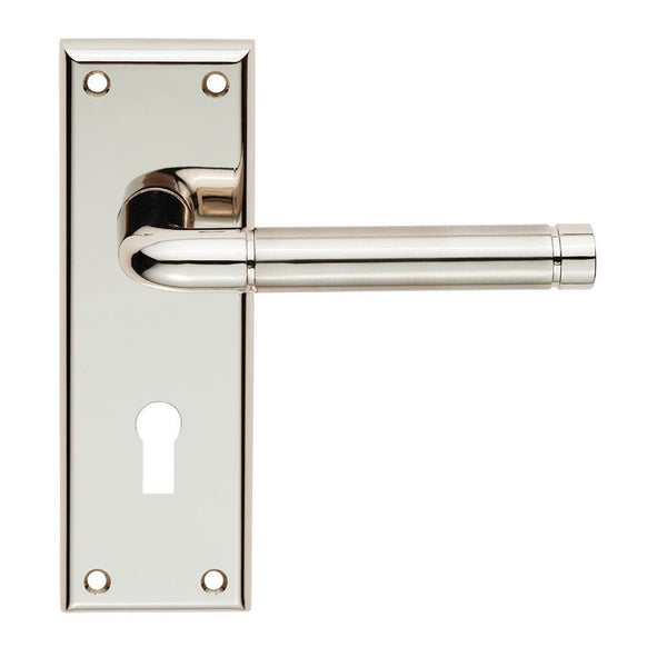 Serozzetta - Serozzetta Quaranta Lever on Lock Backplate - Polished Nickel / Satin Nickel - SZR041PNSN - Choice Handles