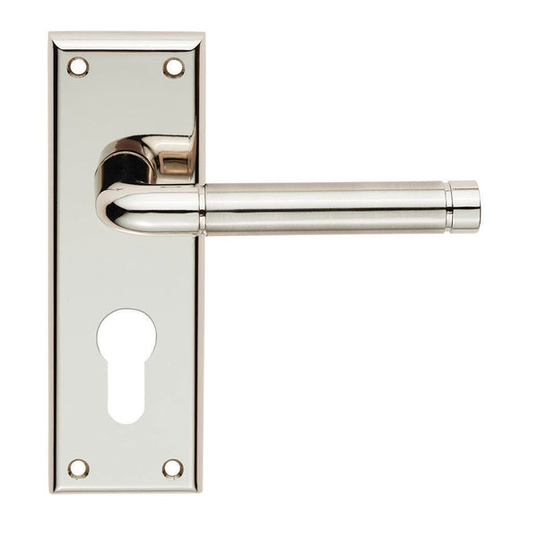 Serozzetta - Serozzetta Quaranta Lever on Euro Lock Backplate - Polished Nickel / Satin Nickel - SZR041YPNSN - Choice Handles