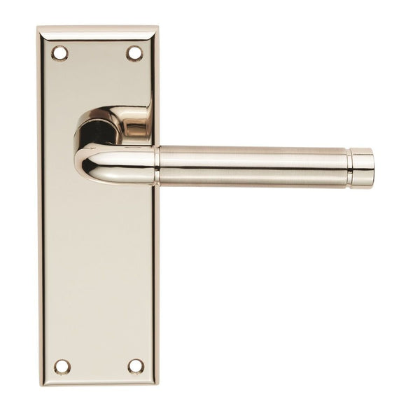 Serozzetta - Serozzetta Quaranta Lever on Latch Backplate - Polished Nickel / Satin Nickel - SZR042PNSN - Choice Handles