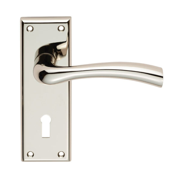 Serozzetta - Serozzetta Cinquanta Lever on Lock Backplate - Polished Nickel - SZR051PN - Choice Handles