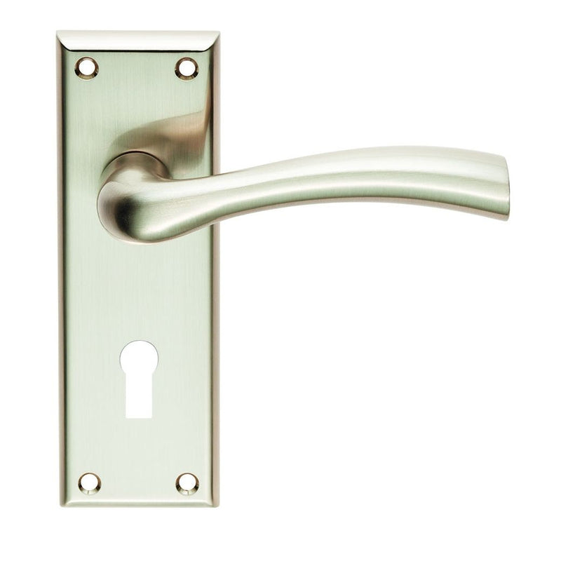 Serozzetta - Serozzetta Cinquanta Lever on Lock Backplate - Satin Nickel - SZR051SN - Choice Handles