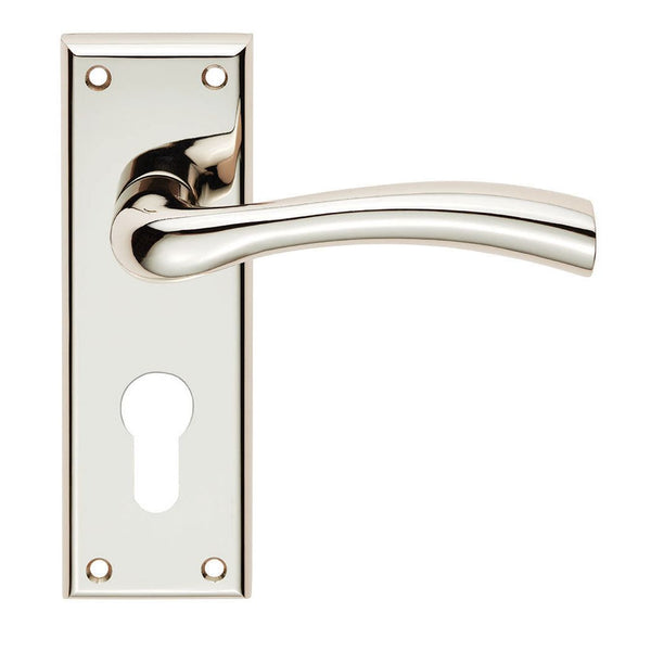 Serozzetta - Serozzetta Cinquanta Lever on Euro Lock Backplate - Polished Nickel - SZR051YPN - Choice Handles