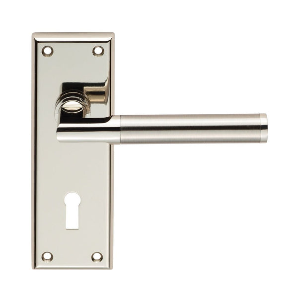 Serozzetta - Serozzetta Sessanta Lever on Lock Backplate - Polished Nickel / Satin Nickel - SZR061PNSN - Choice Handles