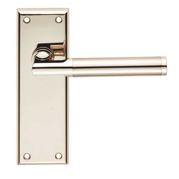 Serozzetta - Serozzetta Sessanta Lever on Latch Backplate - Polished Nickel / Satin Nickel - SZR062PNSN - Choice Handles